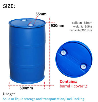 HDPE Aangepaste Vat van de 55 Gallon het Blauwe Trommel 200 Liter ISO9001