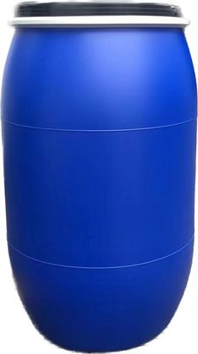 200L blauwe plastic vattrommel met handvat en stalen haak voor chemische opslag